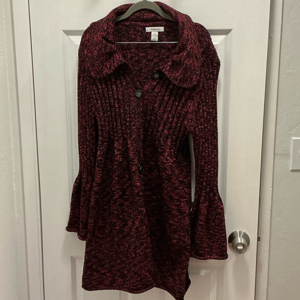 Style & Co. Burgundy Knit Cardigan